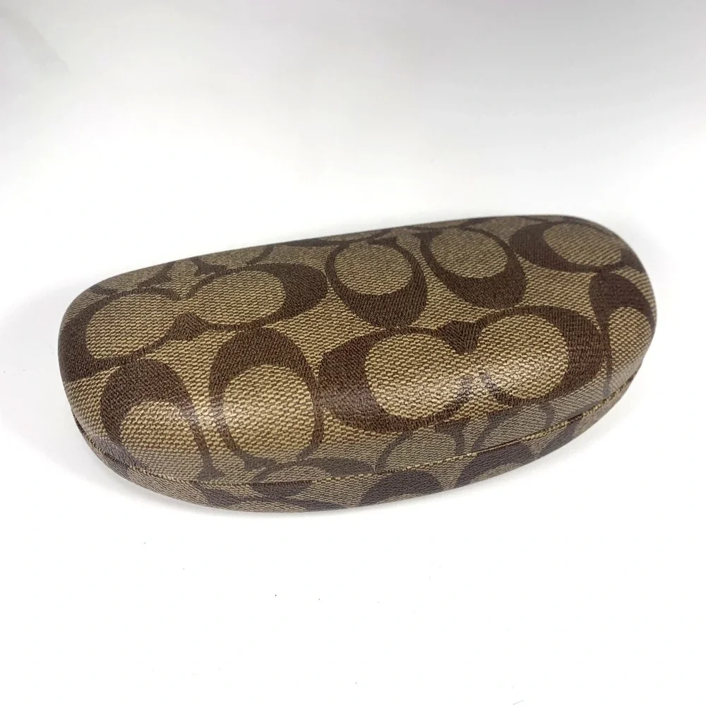Coach Signature Monogram Sunglasses Case Brown Hard Clamshell - Case Only